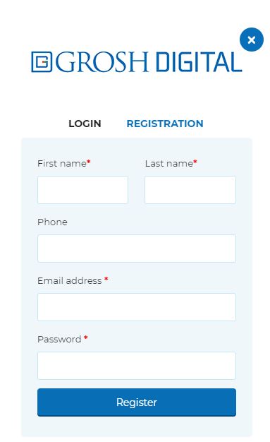 Register for an account on Grosh Digital